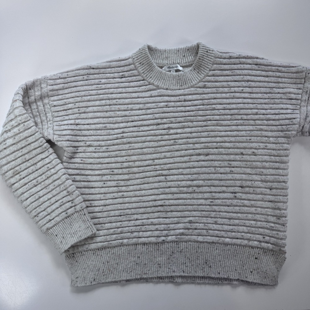 MADEWELL Donegal Elsmere Pullover Sweater Textured Knit Ivory Flecked Women Med